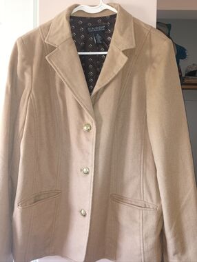 Dialogue Women's Tan Camel Wool-Blend Blazer Jacket